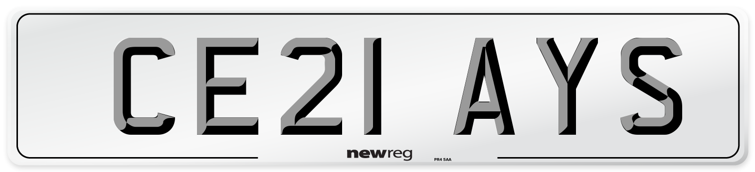 CE21 AYS Number Plate from New Reg